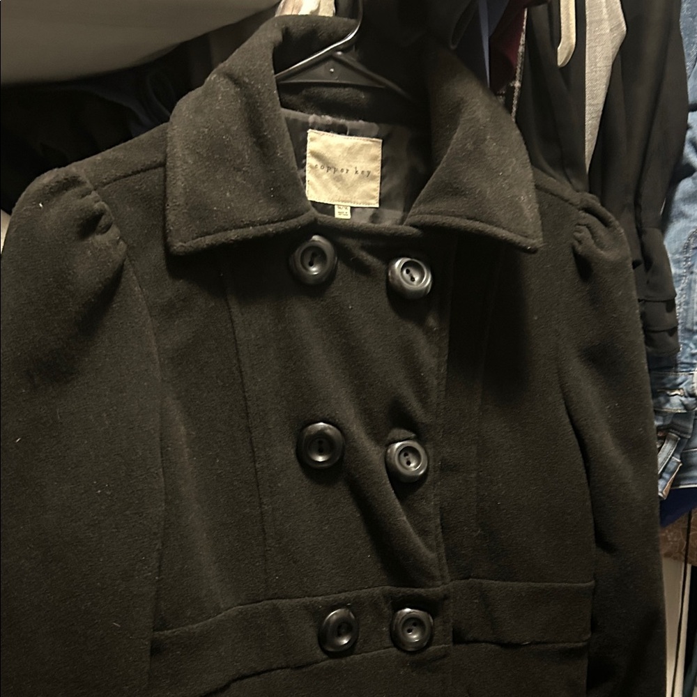 Copper Key Classic Black Kids Pea Coat 14/16